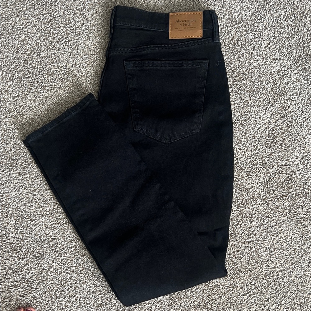Abercrombie & Fitch Men's Slim Straight Black Jeans - Picture 5 of 6